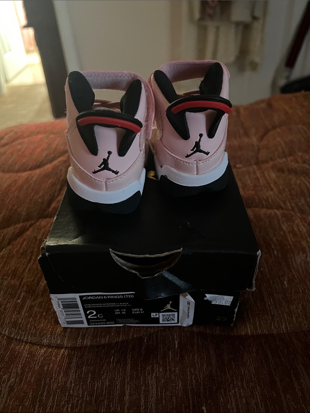 Jordan Kids' Pink and Black Sneakers. Toddlers girls